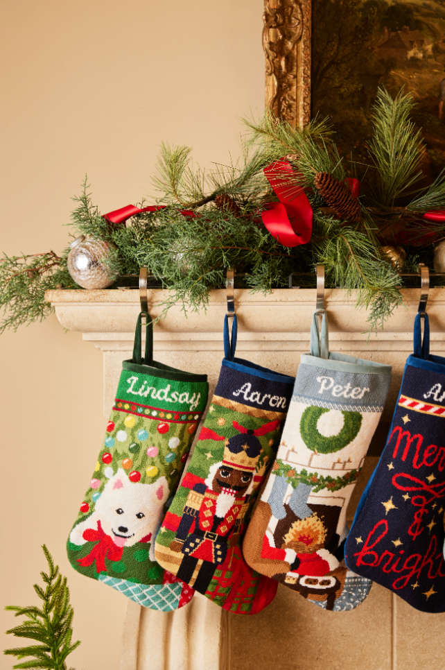 PREORDER FOR 2026: Merry and Bright Full Size Needlepoint Christmas Stocking