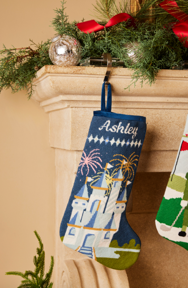 PREORDER FOR 2026: Celebration Castle Full Size Needlepoint Christmas Stocking