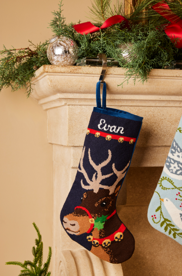 PREORDER FOR 2026: Donner the Handsome Reindeer Full Size Needlepoint Christmas Stocking