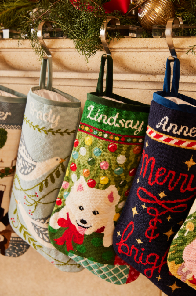 PREORDER FOR 2026: Merry and Bright Full Size Needlepoint Christmas Stocking