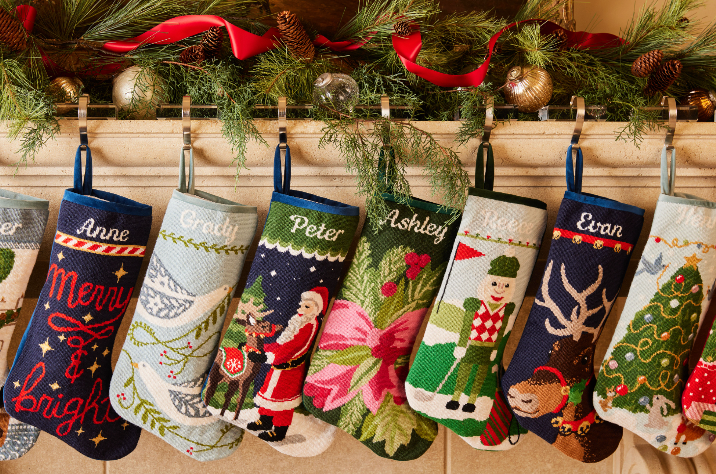 PREORDER FOR 2026: Merry and Bright Full Size Needlepoint Christmas Stocking