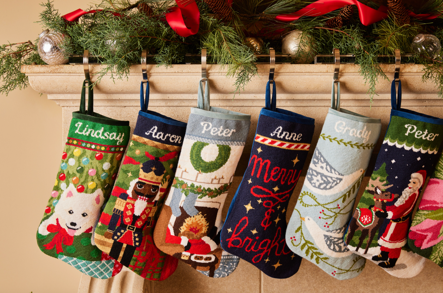 PREORDER FOR 2026: Merry and Bright Full Size Needlepoint Christmas Stocking