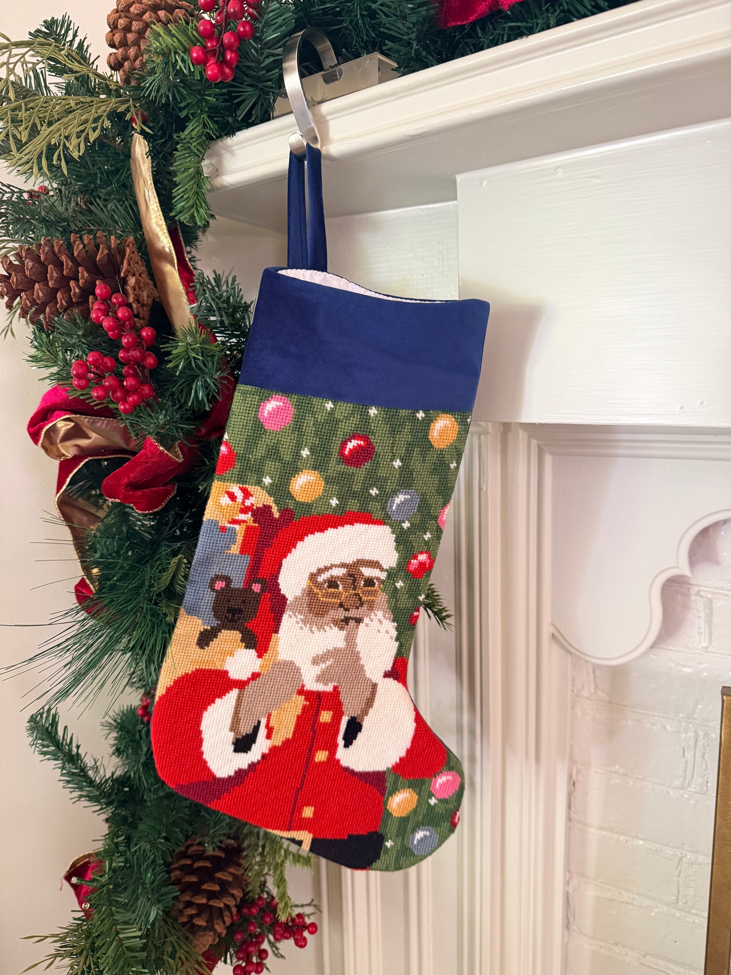 PREORDER FOR 2026: St. Nick Multicultural Full Size Needlepoint Christmas Stocking