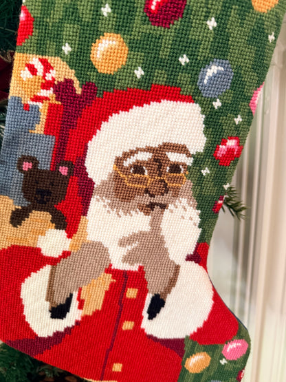 PREORDER FOR 2026: St. Nick Multicultural Full Size Needlepoint Christmas Stocking