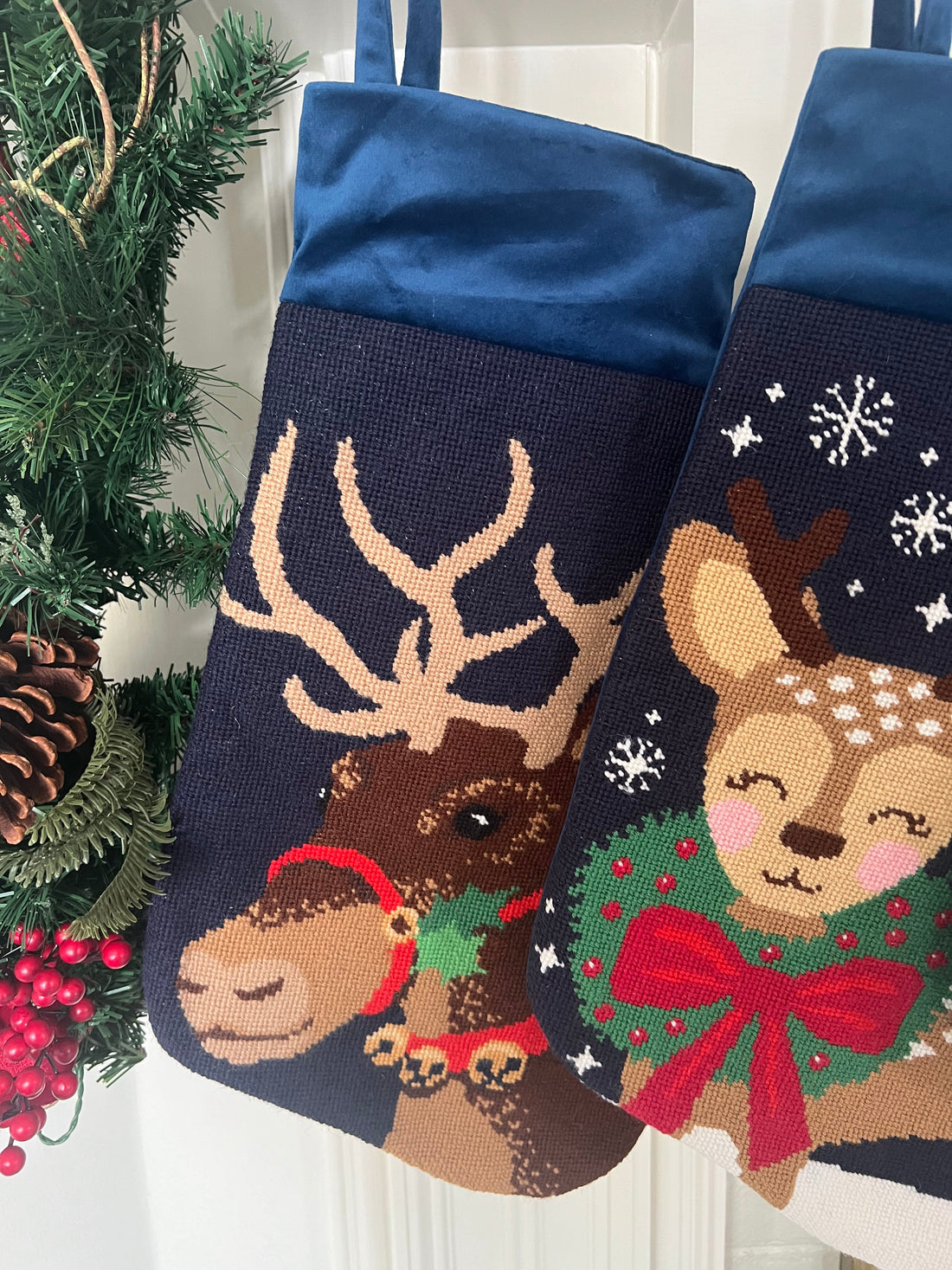 PREORDER FOR 2026: Donner the Handsome Reindeer Full Size Needlepoint Christmas Stocking