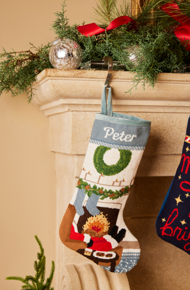 PREORDER FOR 2026: Santa's Nightcap Full Size Needlepoint Christmas Stocking