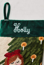 Close-up view of the Full Size Bauble Stockings with a monogrammed name in script