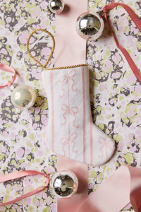 Bauble Stockings styled with pink laces for a festive display