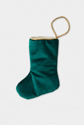 Back view of Dockside Delight needlepoint stocking with solid green velvet backing