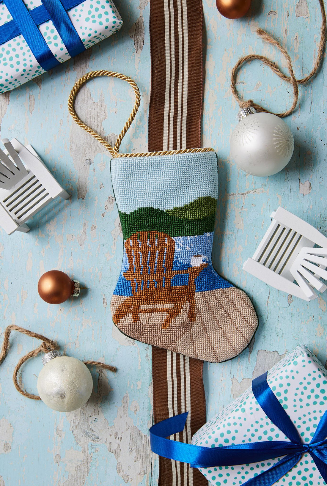 Dockside-themed Bauble Stockings with cozy decor for a calm holiday vibe