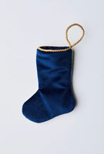 Back view of Chef Nutcracker Bauble Stockings with solid navy blue velvet backing