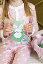Close-up view of Peter Cottontail Bauble Stockings showing the bunny and colorful Easter egg details