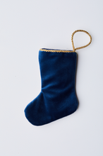 Back view of Angel of the Lord needlepoint stocking with solid navy blue velvet backing