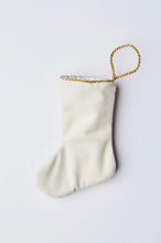 Back view of Tinsel Tooth Fairy Bauble Stockings with solid white velvet backing