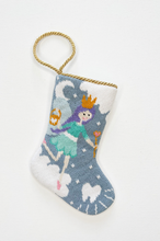 Hand-stitched Bauble Stockings with colorful tooth fairy, white teeth, and blue starry night background