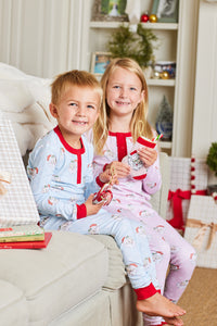 Vintage Santa 2 Piece Pajamas in Blue