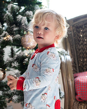 Vintage Santa Zip Up Pajamas in Blue