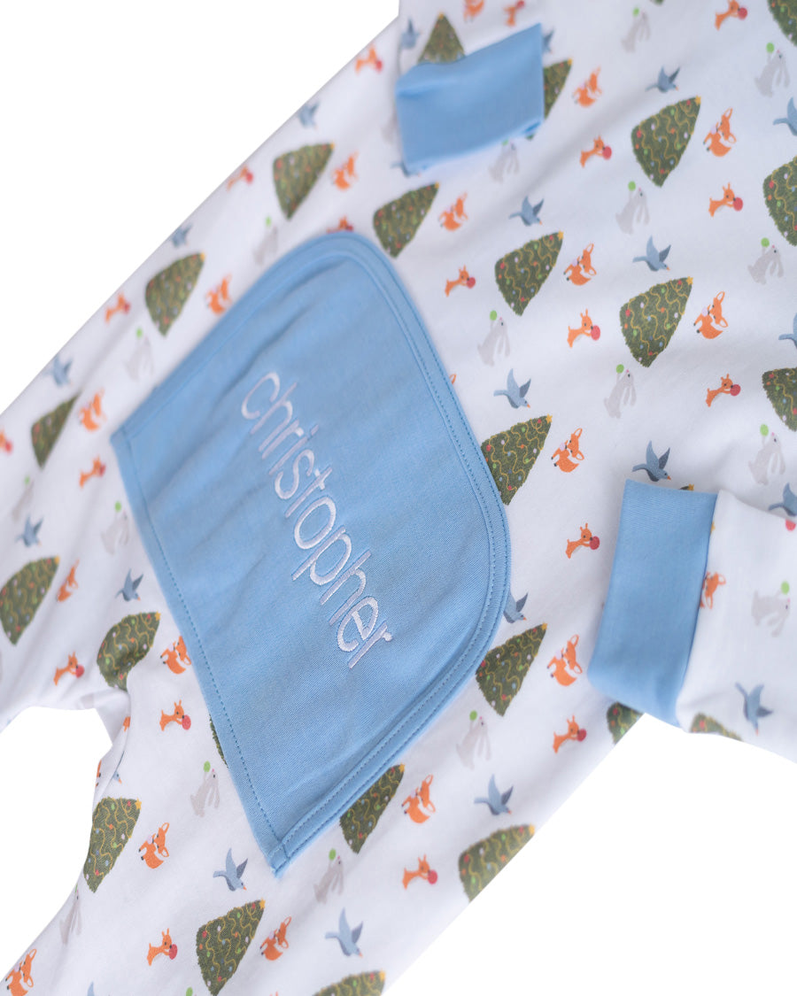 Size 6MO: Woodland Creatures Zip Up Pajamas