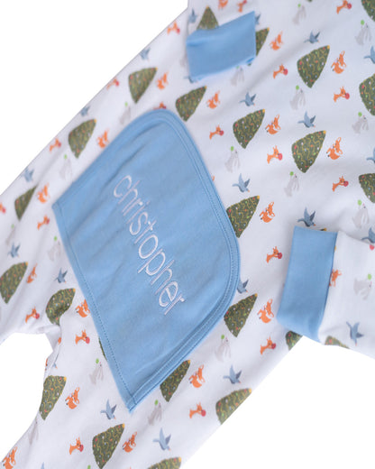 Size 6MO: Woodland Creatures Zip Up Pajamas
