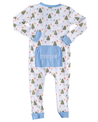 Size 6MO: Woodland Creatures Zip Up Pajamas