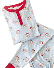 Vintage Santa 2 Piece Pajamas in Blue