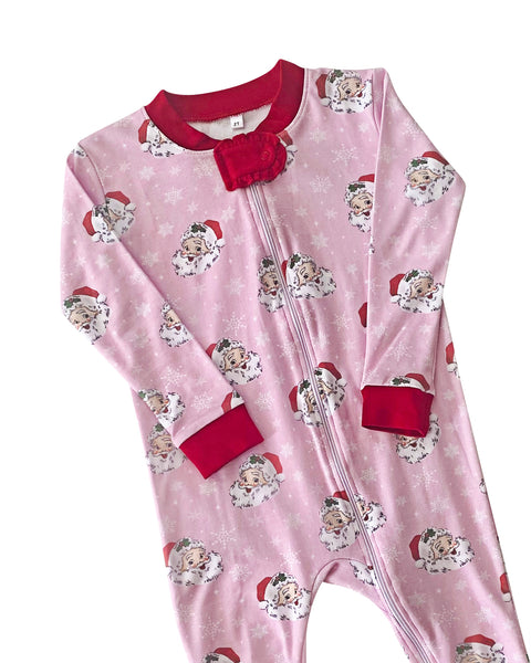Limited Edition: Vintage Santa Zip Up Pajamas in Pink