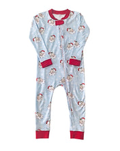 Vintage Santa Zip Up Pajamas in Blue