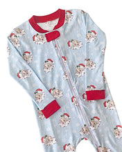 Vintage Santa Zip Up Pajamas in Blue
