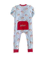 Vintage Santa Zip Up Pajamas in Blue
