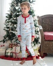 Vintage Santa 2 Piece Pajamas in Blue