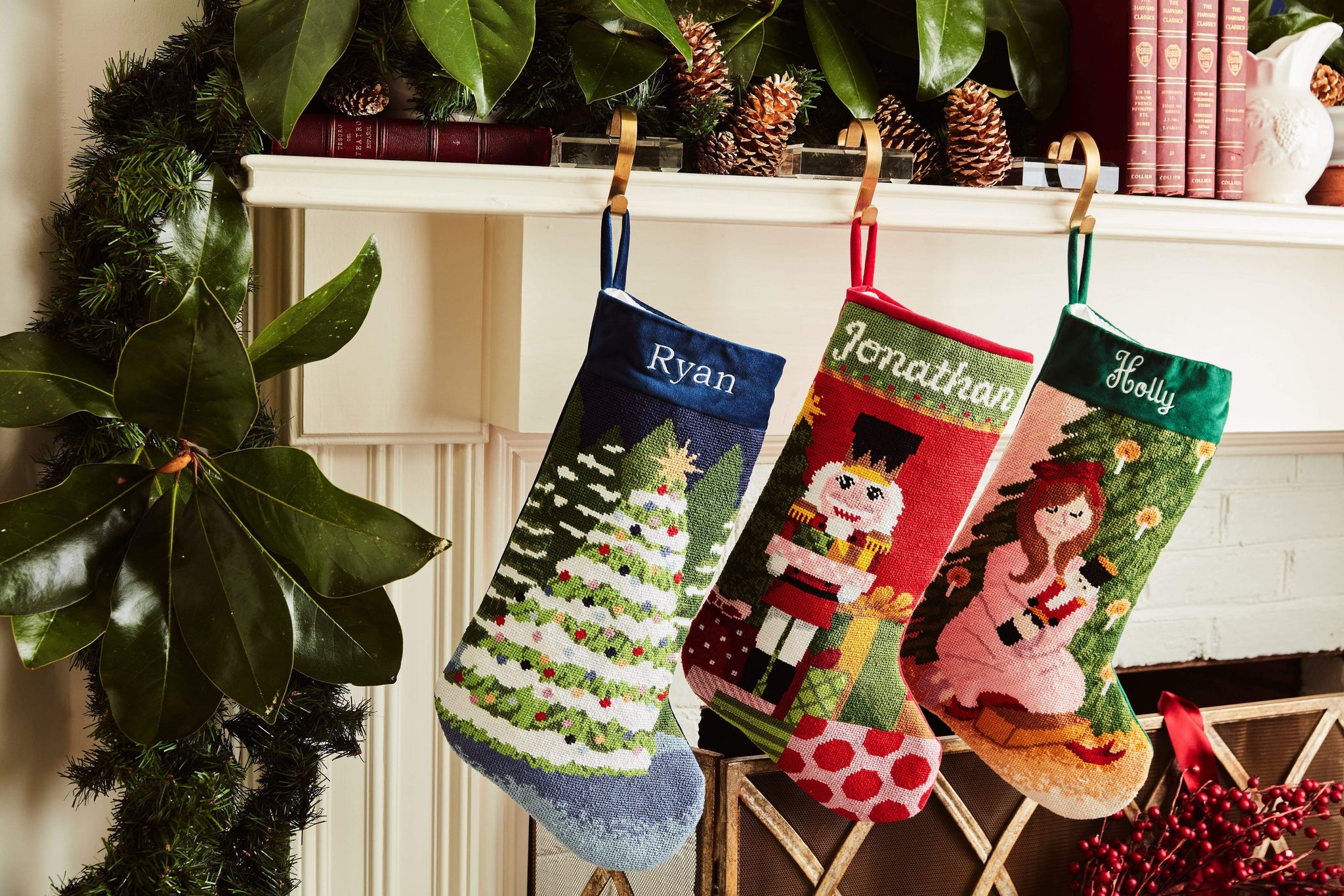 Needlepoint Personalized Christmas Stocking: Tree and Gifts