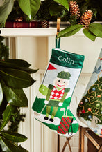 Detailed view of the Full Size Christmas Birdie Bauble Stockings with a monogrammed name in block