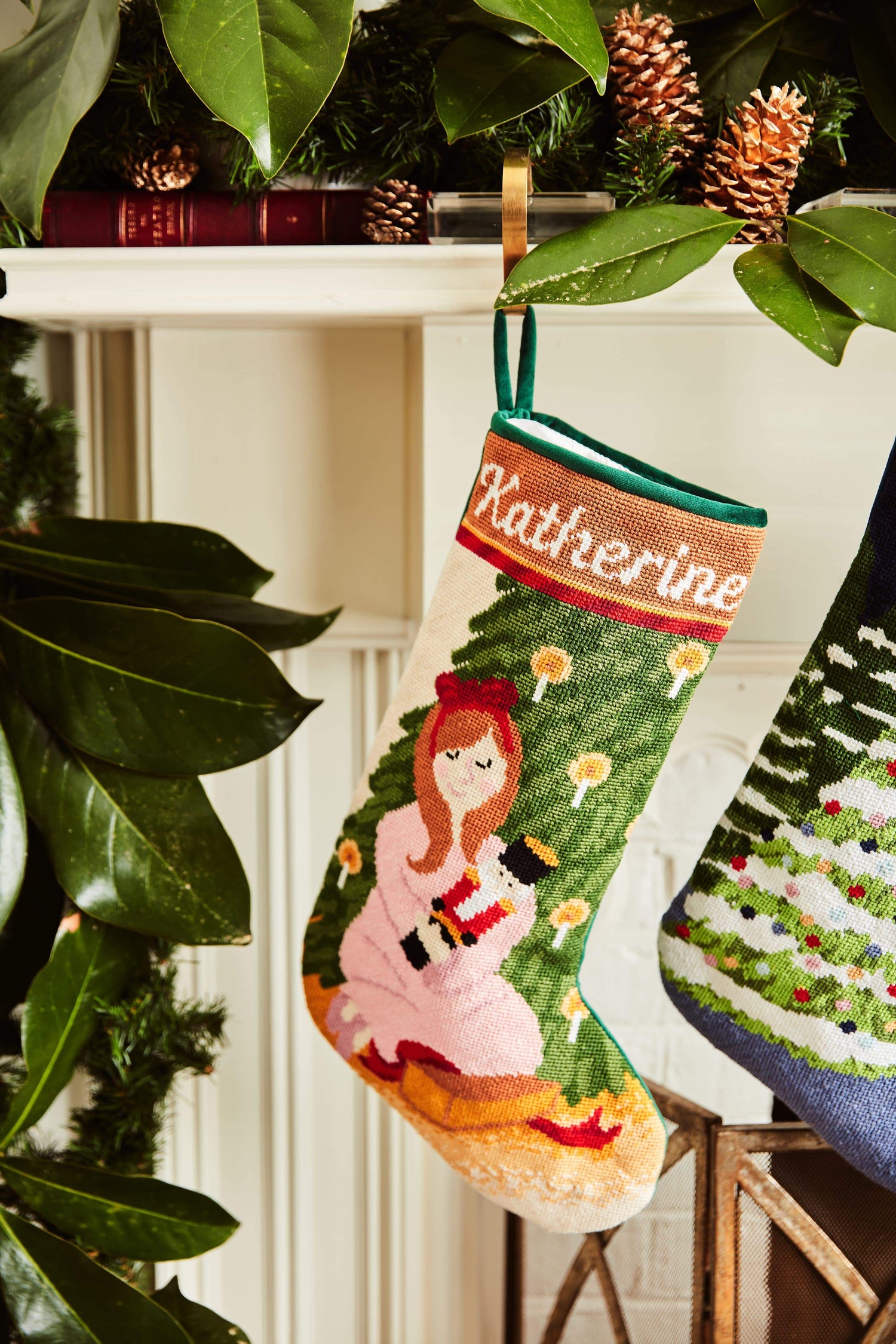 white christmas dresses PREORDER FOR 2026: Clara Full Size Needlepoint Christmas Stocking – Bauble  Stockings