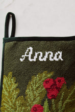 Close-up view of the Full Size Bauble Stockings with a monogrammed name in script