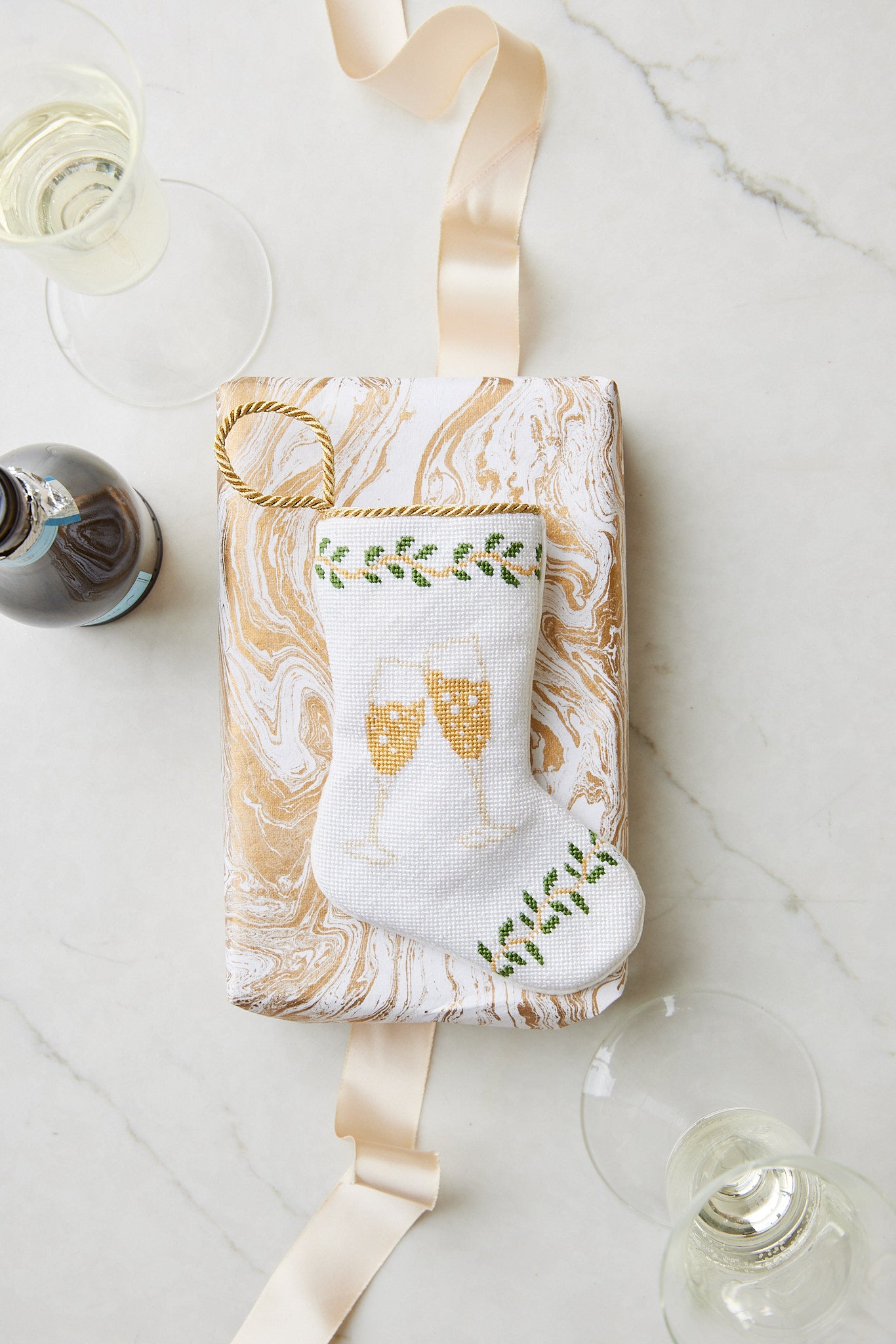 Bauble Stockings displayed with wedding-themed decorations and pastel-colored accents for a festive celebratory setting