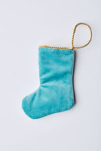 Back view of Friend of Frosty needlepoint stocking with solid blue velvet backing