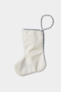 Back view of Adoring Amaryllis Bauble Stockings with solid white velvet backing
