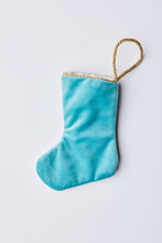 Back view of Holiday Grace needlepoint stocking with solid blue velvet backing
