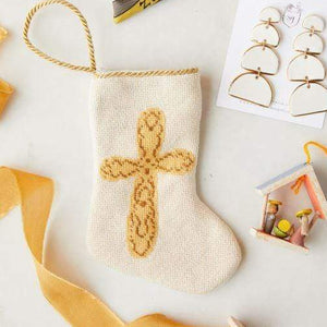 Bauble Stockings displayed alongside gold lace and neutral Christmas accents