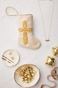 Bauble Stockings styled with gold decorations