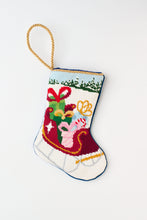Christmas Bauble Stockings featuring Santa's sleigh overflowing with gifts against a snowy background
