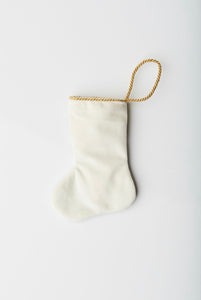Back view of Sitting Like Royalty in Pink Bauble Stockings with solid white velvet backing