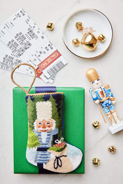 Bauble Stockings styled with green gift box and festive ornaments